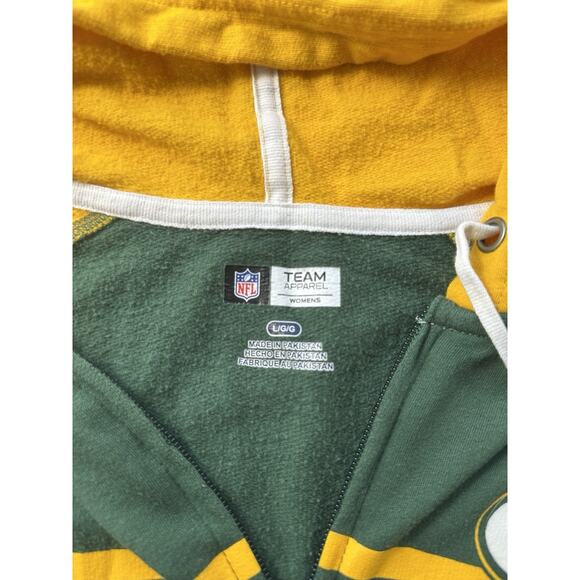 Green Bay Packers NFL Women’s Hoodie Zip Up Jacket Size L Green Gold - Picture 3 of 4